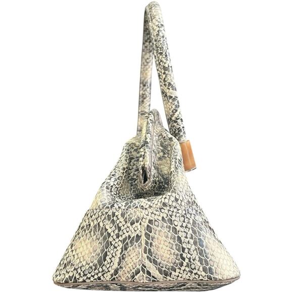 Louise Et Cie | Bubble Snake Embossed Leather Framed Mini Bag | Toasted Almond - Picture 4 of 12